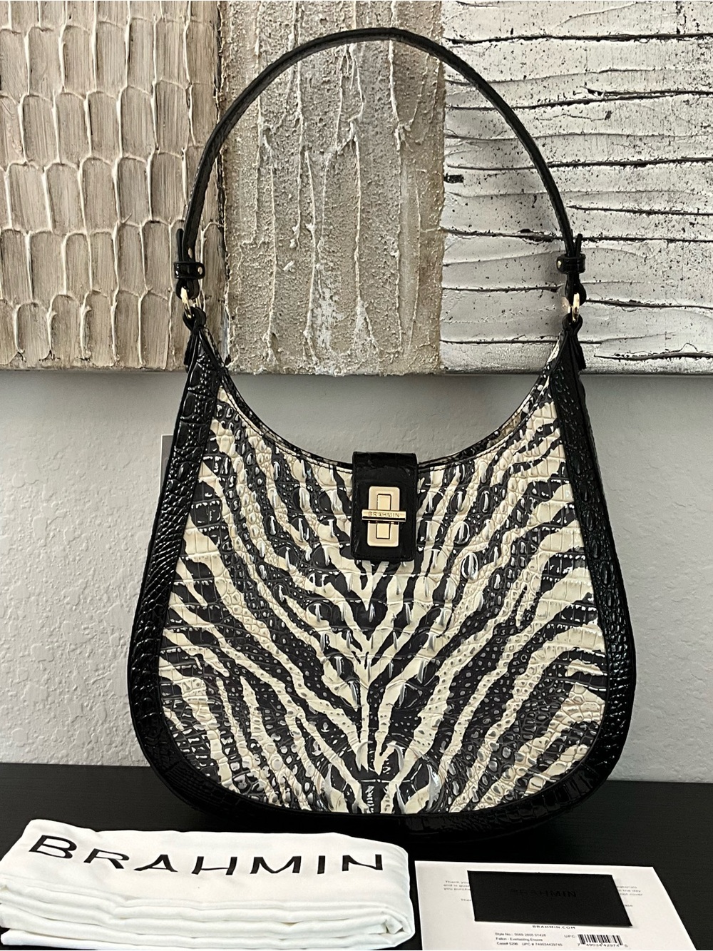Brahmin Fallon EVERLASTING ENCORE Shoulder Bag W/Eye Zebra Pattern